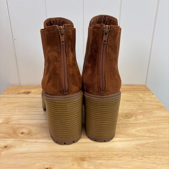 Diba Womens Boho Indie Chunky Ankle Platform Booties Size 11 Cognac Hipster - Picture 6 of 8